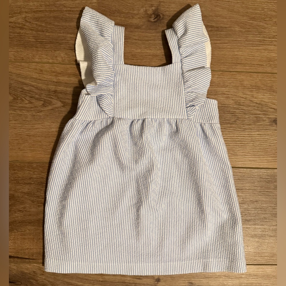 Zara Baby Girl Blue and White Striped Dress with Ruffle Straps